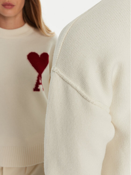 AMI Paris AMI Paris Sweter BFUKS006018 Écru Regular Fit