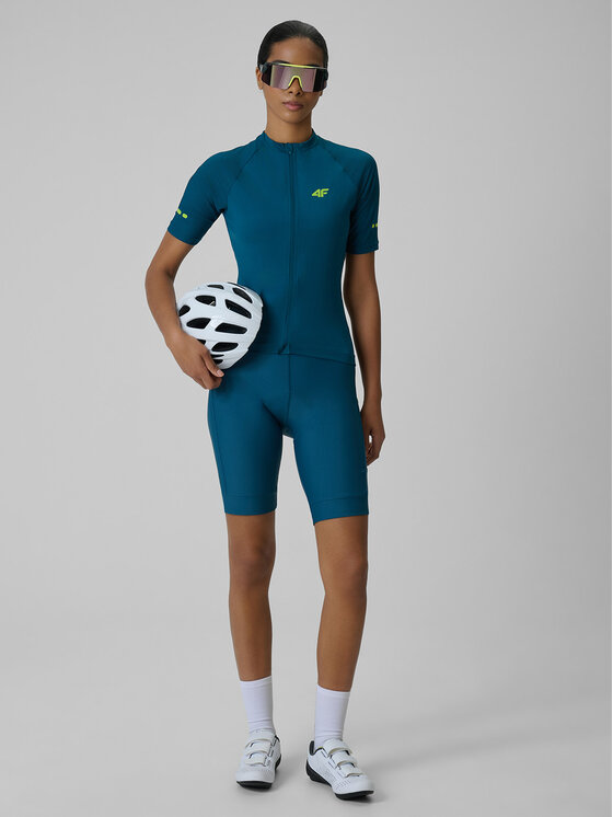 4F 4F Szorty rowerowe GET LOST FEEL FOUND Turkusowy Slim Fit