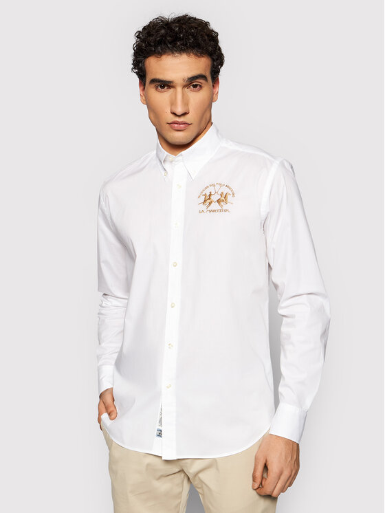 La Martina La Martina Сорочка Poplin CCMC01 PP003 Білий Regular Fit
