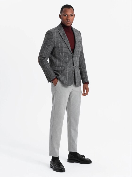 Ombre Ombre Marynarka OM-BLZB-0137 Szary Regular Fit