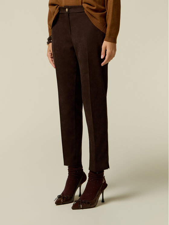 Oltre Oltre Spodnie materiałowe P062R009574N032 Brązowy Regular Fit