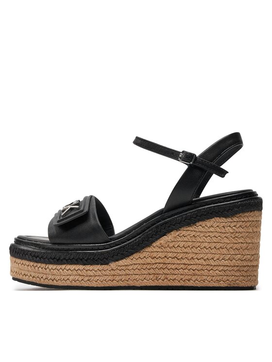 Calvin Klein Calvin Klein Еспадрильї Wedge Sandal 50 Relock Lth HW0HW01963 Чорний