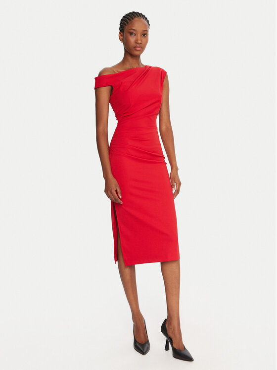 Rinascimento Rinascimento Cocktail obleka CFC0125334003 Rdeča Slim Fit