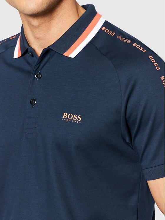 Polo Slim Fit en piqué lavé à patch logo Bleu vif | Polos BOSS Homme –  actiCAP