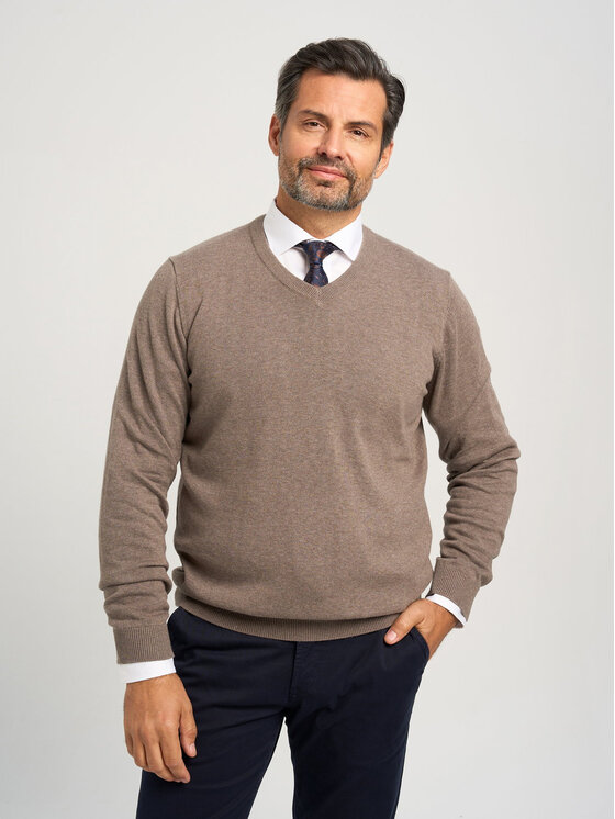 Willsoor Willsoor Sweter 71408 Brązowy Regular Fit