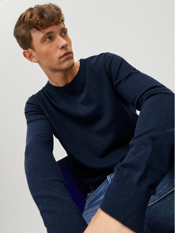 Jack & Jones Jack & Jones Sweter Emil 12208364 Granatowy Regular Fit