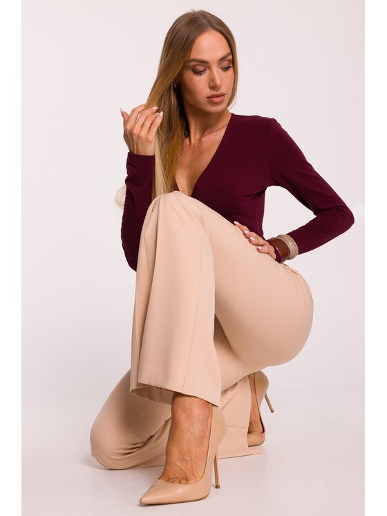 Made of Emotion Made of Emotion Spodnie materiałowe M874 Beżowy Wide Leg