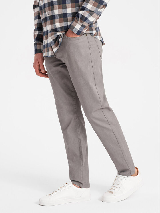 Ombre Ombre Spodnie materiałowe OM-PACP-0151 Beżowy Fitting Fit