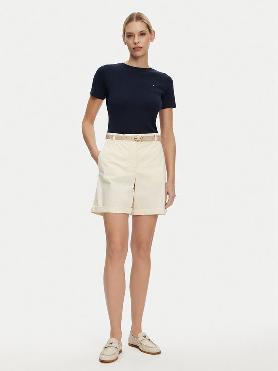 Tommy Hilfiger Tommy Hilfiger Šortky z materiálu WW0WW42457 Écru Regular Fit