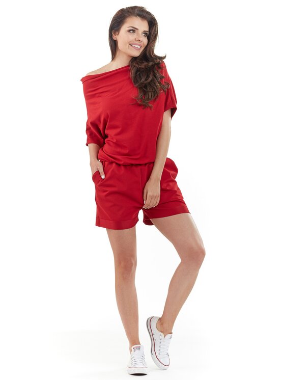 Awama Awama Kombinezon A216 Czerwony Basic Fit