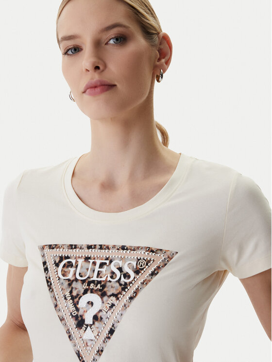 Guess Guess Тишърт W6RI32 J1314 Екрю Regular Fit