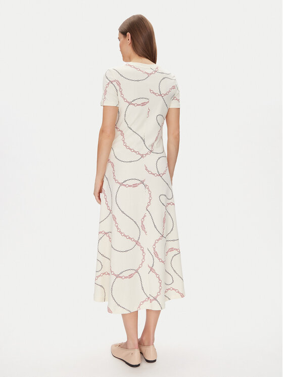 Tommy Hilfiger Tommy Hilfiger Rochie de zi Modern F&F Midi Dress WW0WW44547 Alb Regular Fit