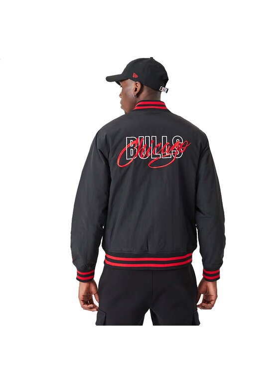 New Era New Era Kurtka bomber NBA Chicago Bulls Script Bomber Jacket Czarny Active Fit