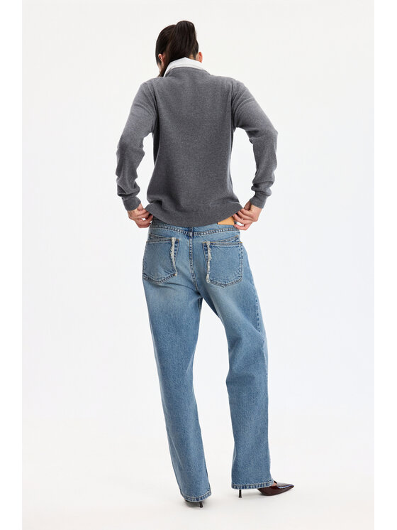 BENU BENU Kardigan Sweter Szary Regular Fit