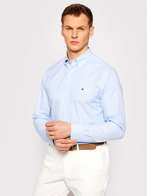 Tommy Hilfiger Chemise Natural Soft Poplin MW0MW18339 Bleu Regular Fit •  Modivo.fr