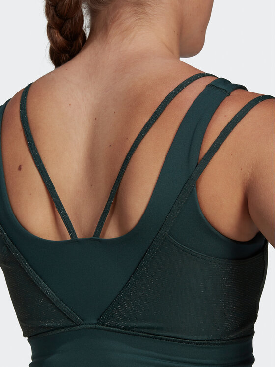 adidas adidas Sportinė liemenėlė Powerimpact Training Medium-Support Shiny Bra HM7886 Žalia