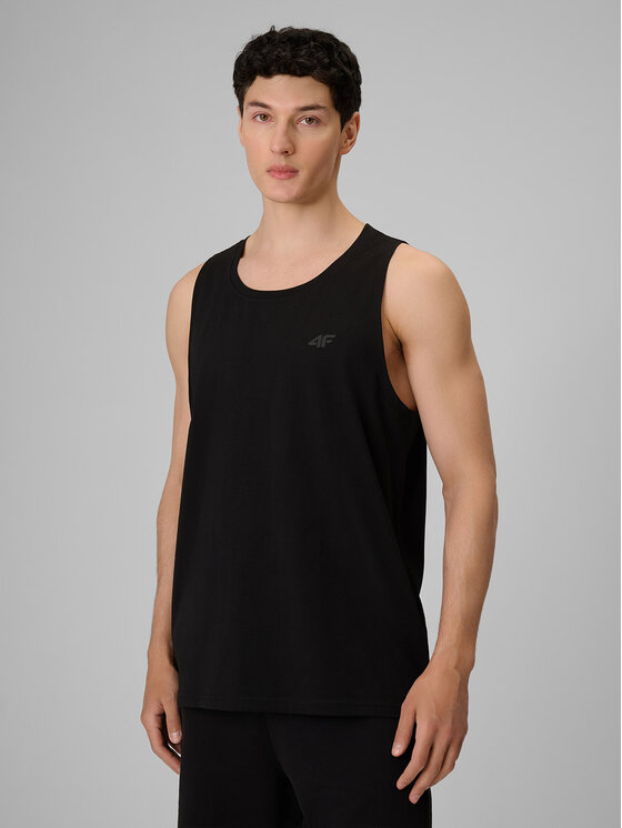 4F 4F Tank top BASIC 5 Czarny Regular Fit