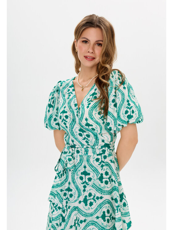 Mirons Mirons Sukienka koktajlowa print Zielony Regular Fit