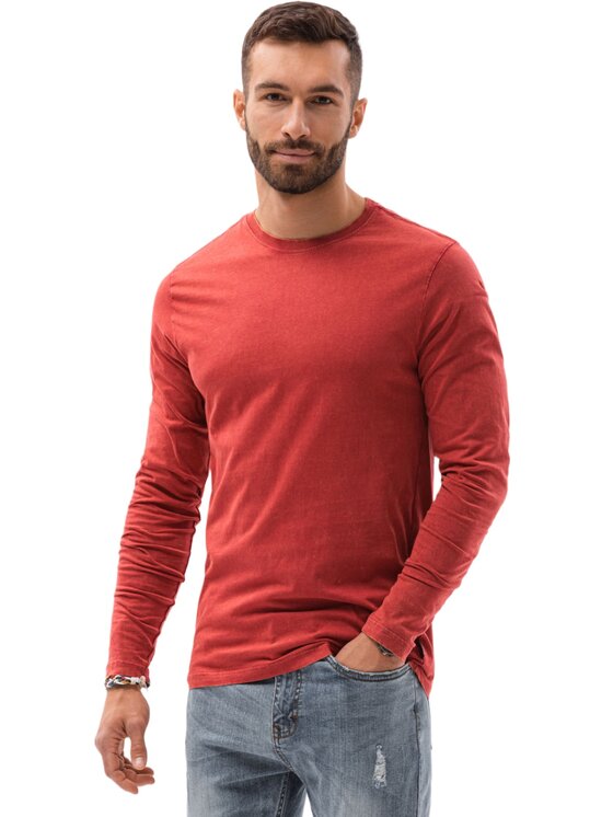 Ombre Ombre Longsleeve L131 Czerwony Slim Fit