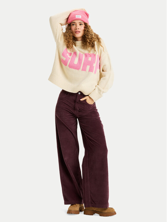Roxy Roxy Kalhoty z materiálu Surf On Cloud Cord ERJNP03678 Hnědá Regular Fit
