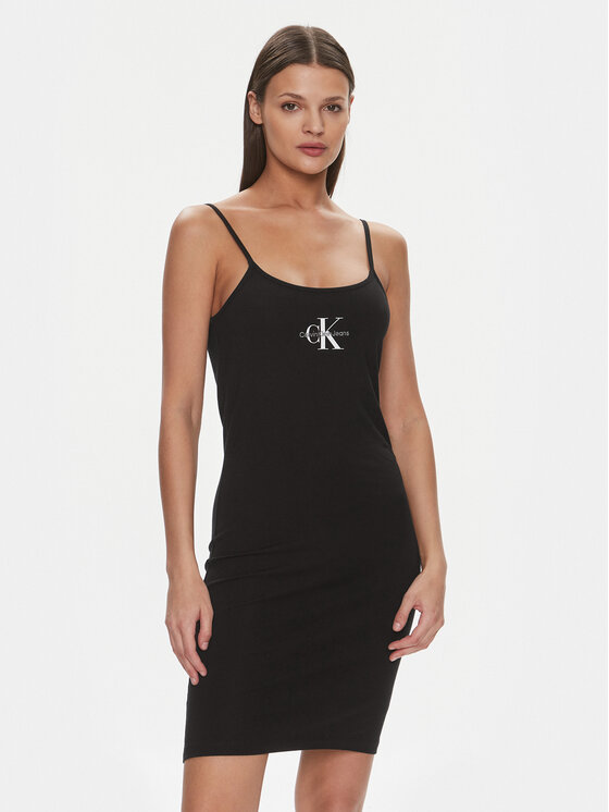 Calvin Klein Jeans Calvin Klein Jeans Nyári ruha Monologo J20J223420 Fekete Slim Fit
