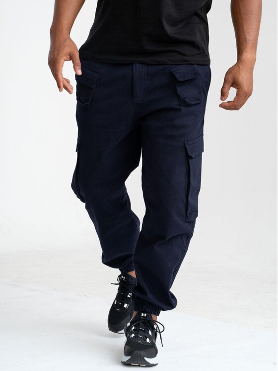 Machinist Machinist Spodnie cargo Spodnie Bojówki Materiałowe Męskie Granatowe Machinist Convenient Cargo M Granatowy Regular Fit