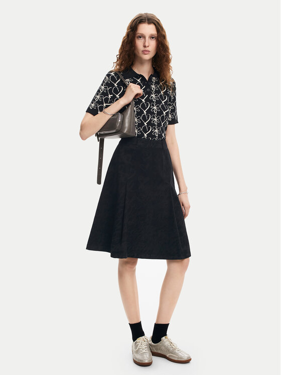 Desigual Desigual Trapezförmiger Rock Lettering Lacroix 24WWFW07 Schwarz Regular Fit