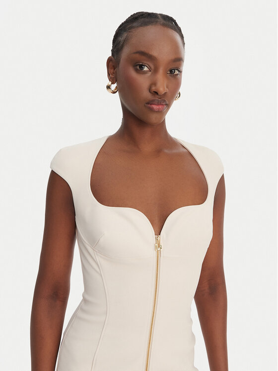 Elisabetta Franchi Elisabetta Franchi Rochie cocktail AB-900-61E2-V430 Écru Regular Fit