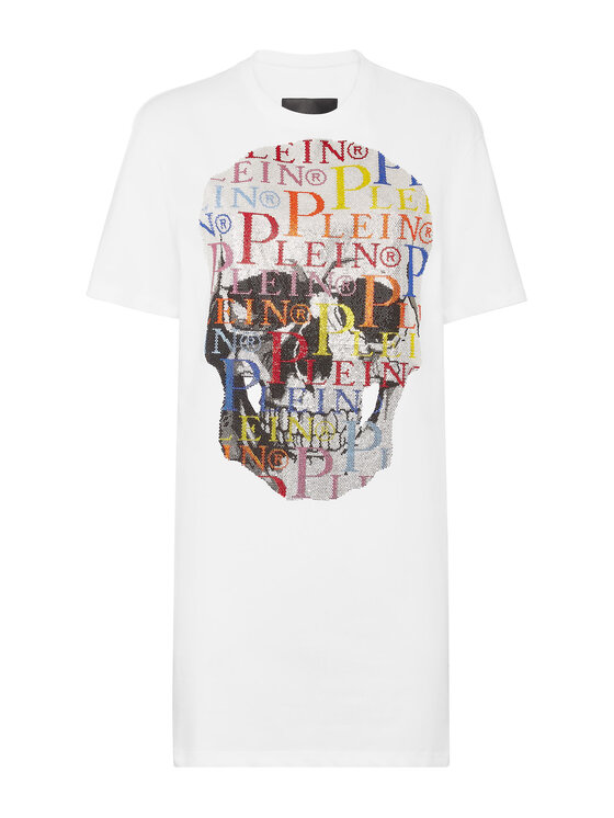 PHILIPP PLEIN PHILIPP PLEIN Sukienka codzienna 4441 Biały Over Fit