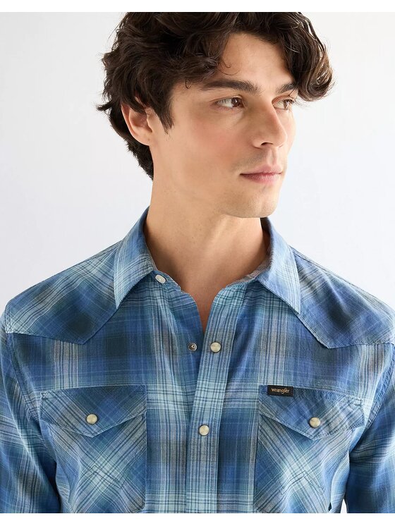 Wrangler Wrangler Koszula SS WESTERN SHIRT Niebieski Regular Fit
