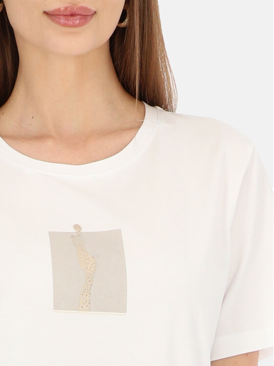 Potis & Verso Potis & Verso T-Shirt Roxa Biały Regular Fit