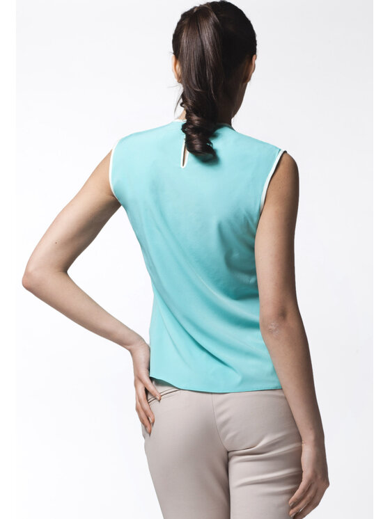 Awama Awama Bluzka A024 Niebieski Basic Fit