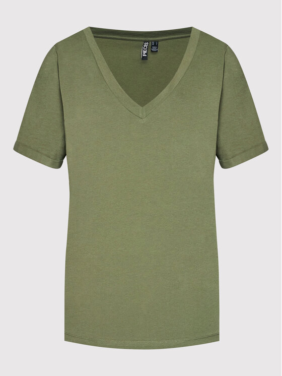 Pieces Pieces Tricou Ria 17120455 Verde Regular Fit
