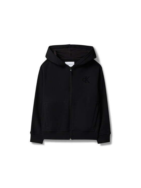 Calvin Klein Calvin Klein Суитшърт Monogram Flock Zipthru LVCKTJB48B Черен Regular Fit