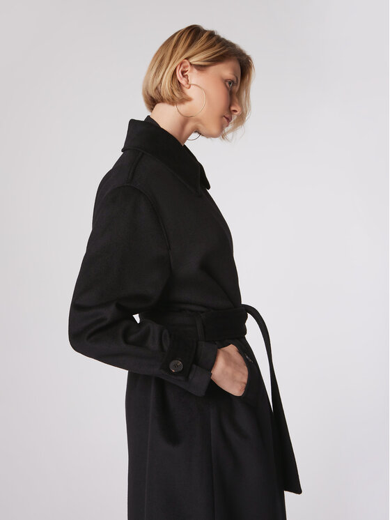 Simple Simple Płaszcz przejściowy PLD502-01 Czarny Relaxed Fit