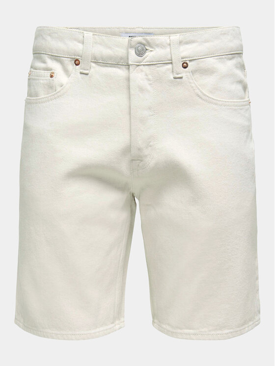 Only & Sons Only & Sons Szorty jeansowe Edge 22026558 Écru Regular Fit