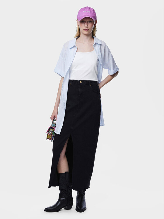 Pieces Pieces Spódnica jeansowa Jessie 17150234 Czarny Regular Fit