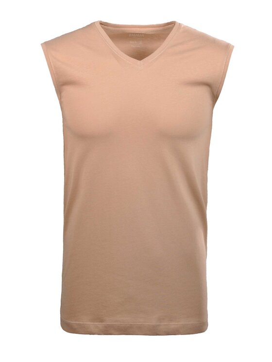 Ragman Ragman Podkoszulek 26886 Beżowy Slim Fit