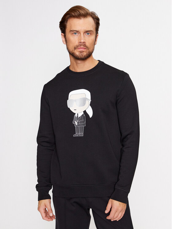 KARL LAGERFELD Majica Dugih Rukava Sweat Crewneck 705071 500951 Crna Regular Fit