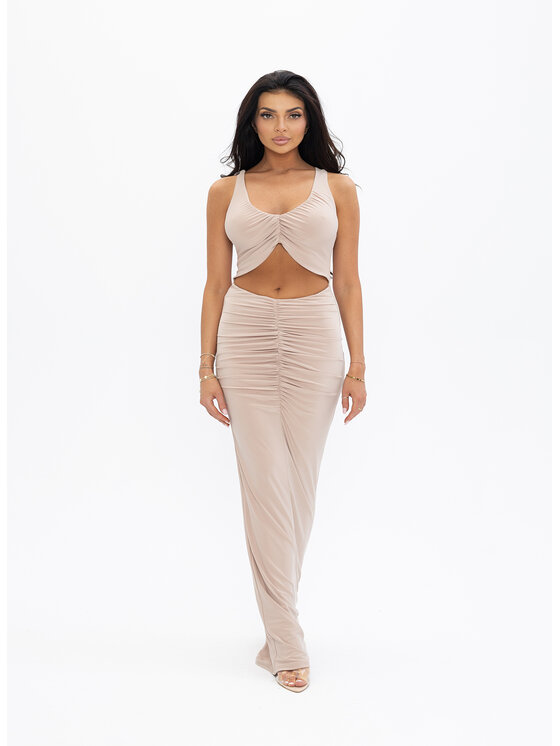 Love Saints Love Saints Sukienka dzianinowa L26LF-SU-K04 Beżowy Slim Fit