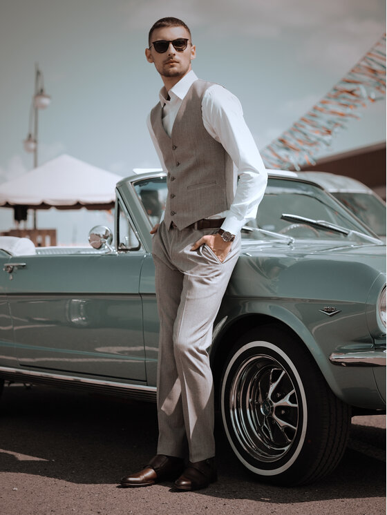 Evenemen Evenemen Spodnie garniturowe TUTTI Szary Slim Fit