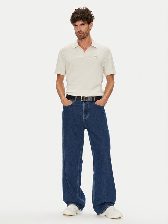 Tommy Jeans Tommy Jeans Тениска с яка и копчета Skipper DM0DM21657 Бежов Regular Fit