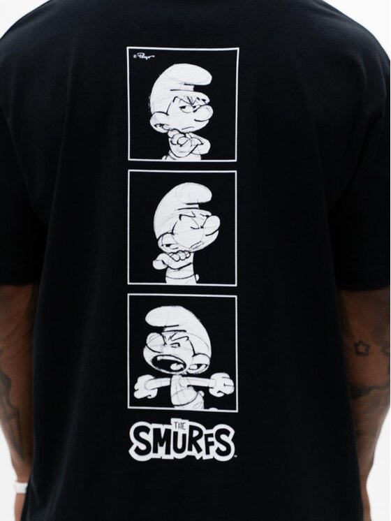 Smerfy Smerfy T-Shirt Szeroka Luźna Gargamel 127668 Czarny Oversize