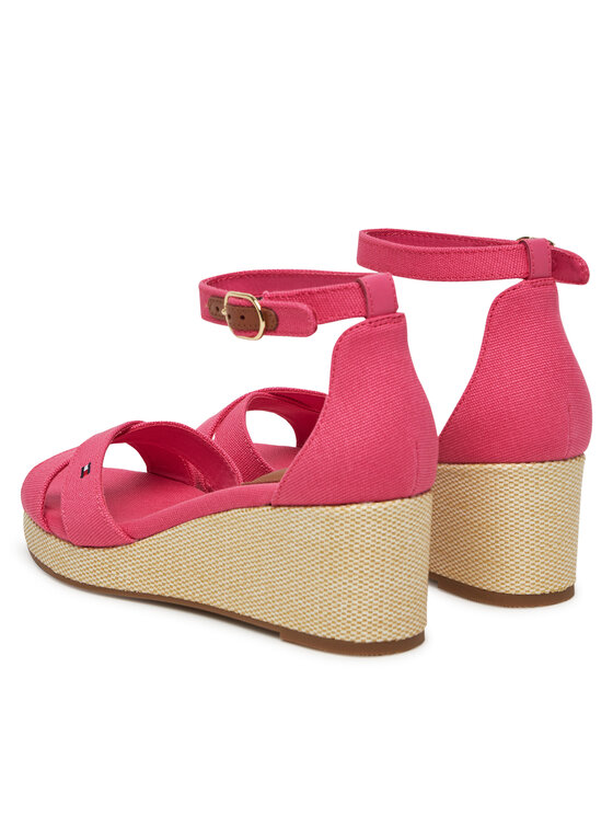 Tommy Hilfiger Tommy Hilfiger Sandały Flag Criss-Cros Mid Wedge Espad FW0FW08481 Różowy