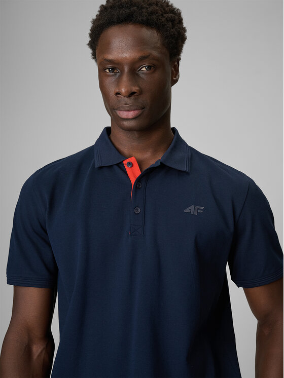 4F 4F Polo ESSENTIAL 3 Granatowy Regular Fit