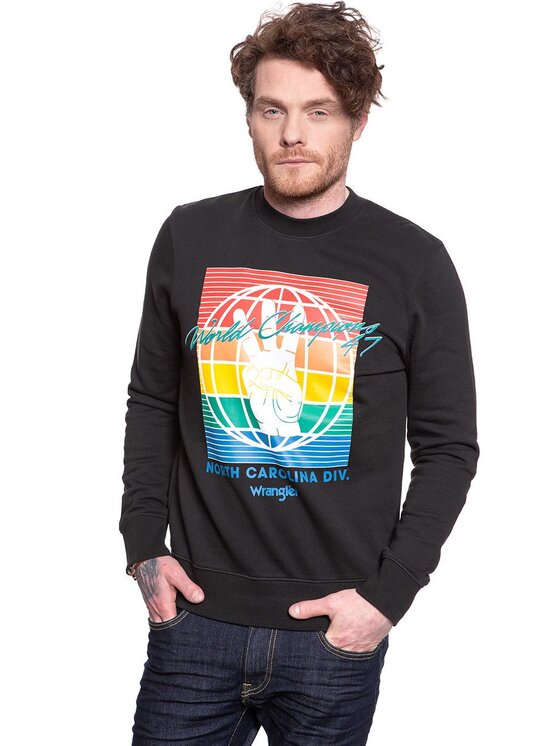Wrangler Wrangler Bluza GLOBE SWEAT Czarny Regular Fit