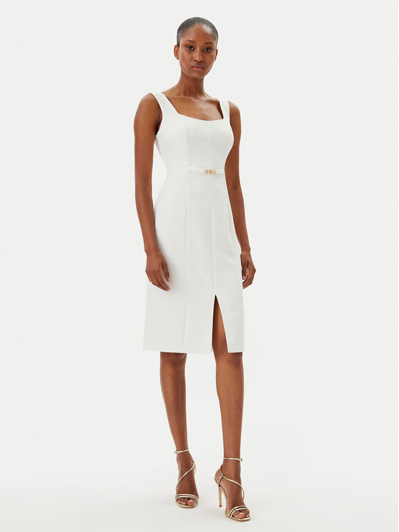 Fracomina Fracomina Coctailkleid FR25SD2001W42901 Écru Slim Fit