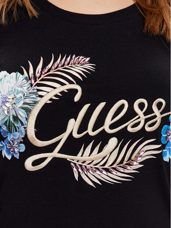 Guess Guess Majica Embellish Logo W3GI40 J1314 Črna Slim Fit