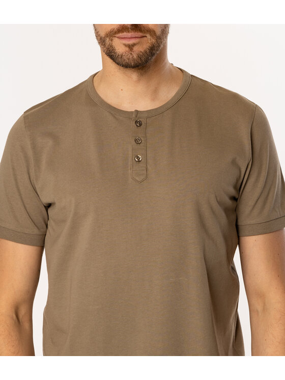Lee Cooper Lee Cooper T-Shirt HENLEY 1160 Khaki Regular Fit