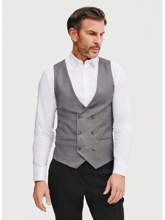 Pako Lorente Pako Lorente Kamizelka garniturowa P25SF-8X-002 Szary Slim Fit